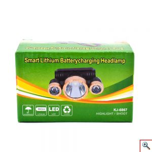 Αδιάβροχος Φακός Κεφαλής 90º, με 3 LED, Επαναφορτιζόμενος KJ-6867 – Μαύρο