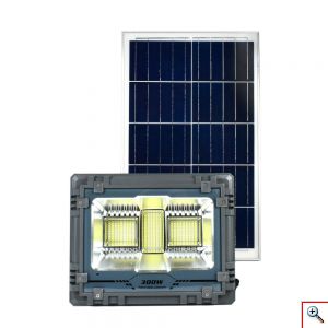 Αδιάβροχος Επαναφορτιζόμενος Ηλιακός Προβολέας Αλουμινίου 300W 381 LED με Τηλεχειρισμό & Χρονοδιακόπτη MJ-AW300