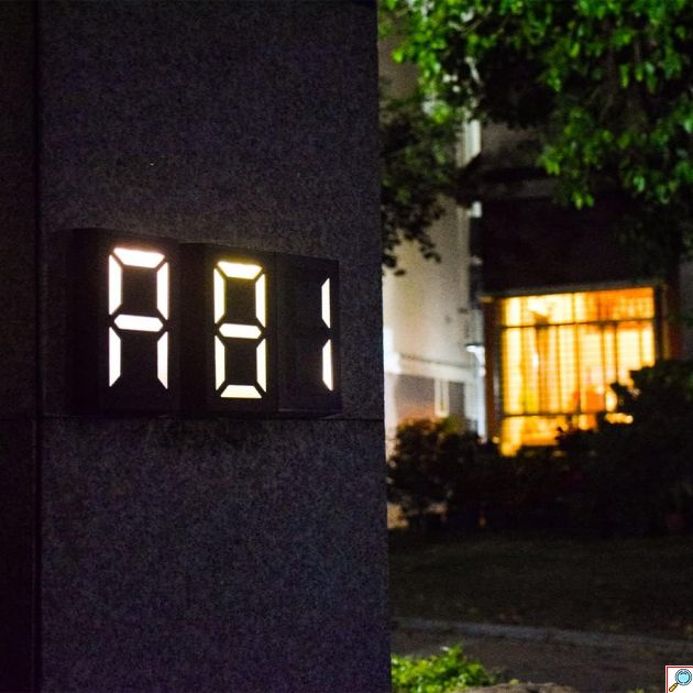 Αδιάβροχη Φωτιζόμενη Ηλιακή Πινακίδα Αρίθμησης Οικίας & Δρόμου με Φωτοκύτταρο 0,36W