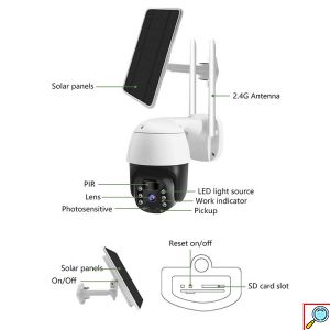 Αδιάβροχη Ηλιακή κάμερα WIFI HD 4K με Αμφίδρομη Επικοινωνία - Andowl