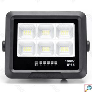 Aδιάβροχος Ηλιακός Προβολέας LED 100W με Πάνελ & Τηλεχειριστήριο - 1000lm, 6500K, IP65 - Aigostar