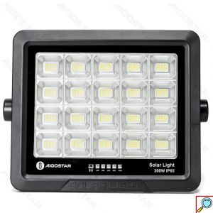 Aδιάβροχος Ηλιακός Προβολέας LED 300W με Πάνελ & Τηλεχειριστήριο - 3000lm, 6500K, IP65, 356 × 73 × 300 mm - Aigostar