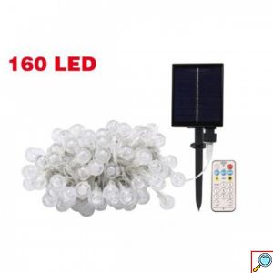Αδιάβροχα Ηλιακά Λαμπάκια - Κουρτίνα 160 LED Μπαλἀκια 3x2m Θερμό Λευκό με Χειριστήριο Φωτοβολταϊκό Πάνελ & 8 Λειτουργίες Φωτισμού 