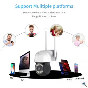 Αδιάβροχη Έξυπνη PTZ Κάμερα Ασφαλείας IP WiFi - Ethernet HQ 5MP, Pan / Tilt με Αισθητήρα Κίνησης, Αpp Κινητού, Νυχτερινή Λήψη, Ηχείο, Μικρόφωνο, VRT C-10