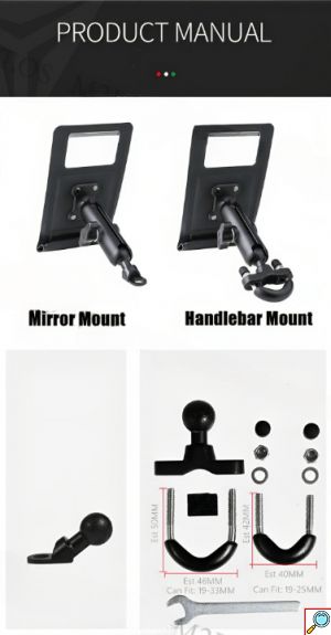 Ρυθμιζόμενη Αδιάβροχη Βάση Στήριξης Κινητού Μηχανής Motowolf