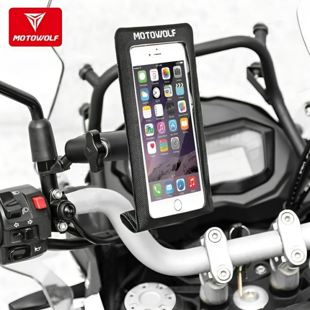 Ρυθμιζόμενη Αδιάβροχη Βάση Στήριξης Κινητού Μηχανής Motowolf