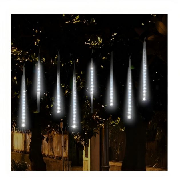 Αδιάβροχη Χριστουγεννιάτικη Κουρτίνα 10 LED Σταγόνες - Σταλακτίτες - Λευκού Ψυχρού Φωτισμού - 5μ - Arrango