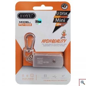 Αδιάβροχο Flash Drive FOYU 32gb, USB 2.0, Ανθεκτικό Φλασάκι Μεταλλικό με Μπρελόκ, FO-003