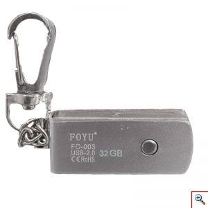 Αδιάβροχο Flash Drive FOYU 32gb, USB 2.0, Ανθεκτικό Φλασάκι Μεταλλικό με Μπρελόκ, FO-003