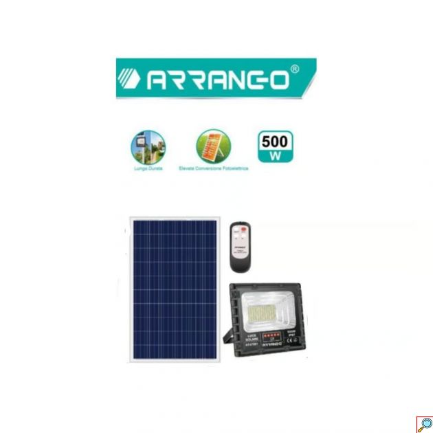 Αδιάβροχος Ηλιακός Προβολέας 500W με Ηλιακό Πάνελ Arrango