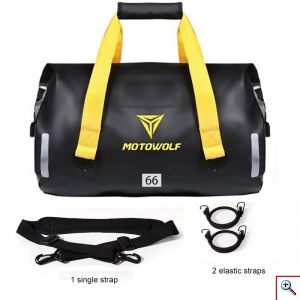 Αδιάβροχος PVC Roll Top Σάκος Μοτοσυκλέτας 66 L, Τσάντα Μηχανής με Λάστιχα & Ιμάντα Ώμου, Ανακλαστικές Λωρίδες, Μαύρο Χρώμα, B66L-BK