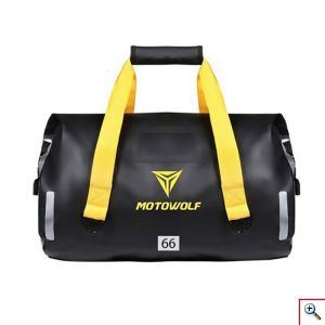 Αδιάβροχος PVC Roll Top Σάκος Μοτοσυκλέτας 66 L, Τσάντα Μηχανής με Λάστιχα & Ιμάντα Ώμου, Ανακλαστικές Λωρίδες, Μαύρο Χρώμα, B66L-BK