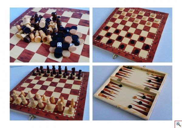 Μινι Τάβλι - Σκάκι Ξύλινο Ταξιδιού & Καφενείου - Standard