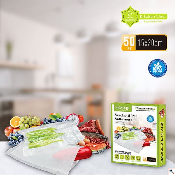 Σαγρέ Σακούλες για Συσκευή Αεροστεγούς Σφραγίσματος Τροφίμων 15x20cm Hoomei®