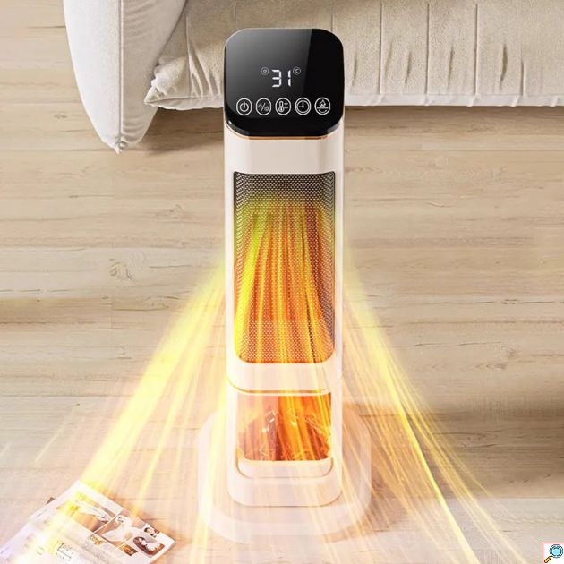 Αερόθερμο Πύργος 2000W με Οθόνη Αφής, Χρονοδιακόπτη, Τηλεχειριστήριο & Εφέ Τζακιού 