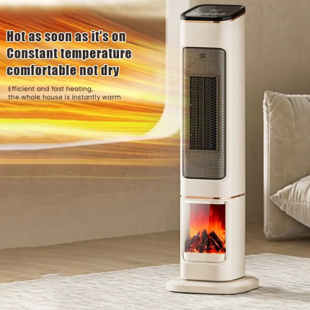 Αερόθερμο Πύργος 2000W με Οθόνη Αφής, Χρονοδιακόπτη, Τηλεχειριστήριο & Εφέ Τζακιού 