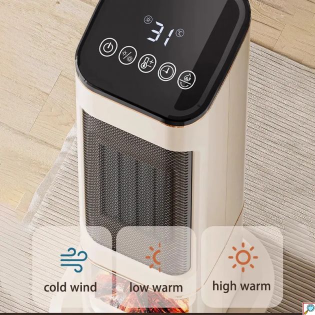 Αερόθερμο Πύργος 2000W με Οθόνη Αφής, Χρονοδιακόπτη, Τηλεχειριστήριο & Εφέ Τζακιού 