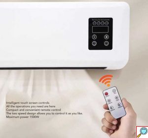 Αερόθερμο Τοίχου 1800W με Λειτουργία Θέρμανσης & Ψύξης, Αποσπώμενη Σχάρα Στεγνώματος Ρούχων και Τηλεχειριστήριο