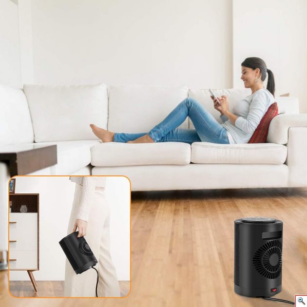 Φορητό Αερόθερμο - Κεραμική Σόμπα με Περιστροφή 70°, Θερμοστάτη, 2 Ταχύτητες, Οθόνη & Διακοπή Λειτουργίας σε Πτώση 1200W - Electric Heater 