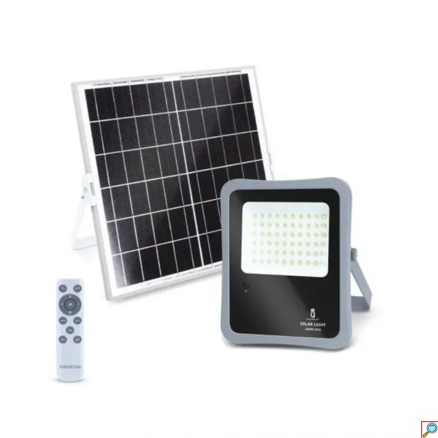 Aigostar Αδιάβροχος Ηλιακός Προβολέας LED 200W Ψυχρό Λευκό 6500K με Ενσωματωμένη Μπαταρία και Τηλεχειριστήριο