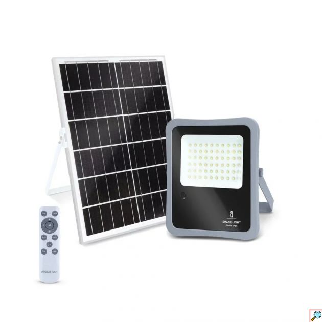 Aigostar Αδιάβροχος Ηλιακός Προβολέας LED 300W Ψυχρό Λευκό 6500K με Τηλεχειριστήριο και Ενσωματωμένη Μπαταρία