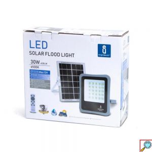 Aigostar Αδιάβροχος Ηλιακός Προβολέας Dimmable LED 30W Ψυχρό Λευκό 3,2V IP65 με Ενσωματωμένη Μπαταρία και Τηλεχειριστήριο