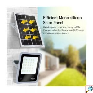 Aigostar Αδιάβροχος Ηλιακός Προβολέας Dimmable LED 50W Ψυχρό Λευκό 3,2V IP65 με Ενσωματωμένη Μπαταρία και Τηλεχειριστήριο