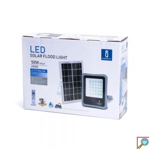 Aigostar Αδιάβροχος Ηλιακός Προβολέας Dimmable LED 50W Ψυχρό Λευκό 3,2V IP65 με Ενσωματωμένη Μπαταρία και Τηλεχειριστήριο