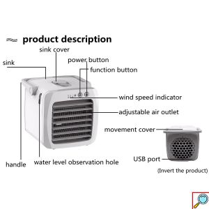 Μίνι Φορητό USB Air Cooler - Κλιματιστικό - Υγραντήρας με Τεχνολογία Εξάτμισης 3 σε 1 με 3 Ταχύτητες & Χειρολαβή