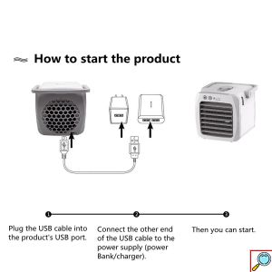 Μίνι Φορητό USB Air Cooler - Κλιματιστικό - Υγραντήρας με Τεχνολογία Εξάτμισης 3 σε 1 με 3 Ταχύτητες & Χειρολαβή