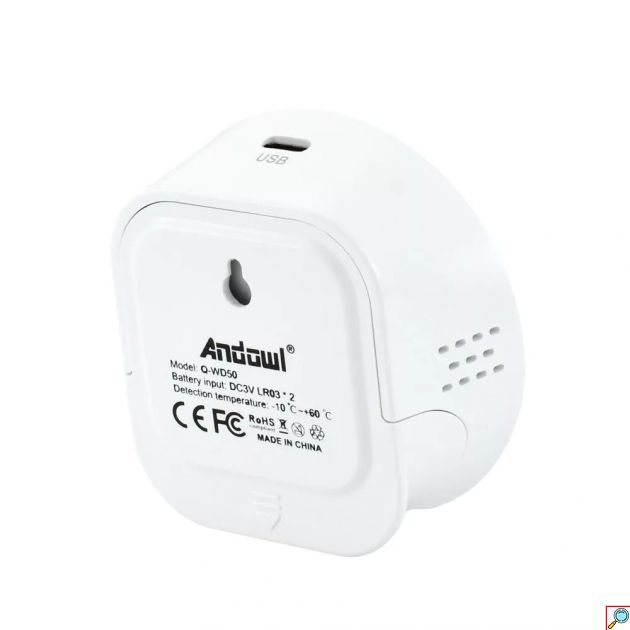 Αισθητήρας Θερμοκρασίας & Υγρασίας WiFi με Οθόνη LCD Andowl - Λευκό