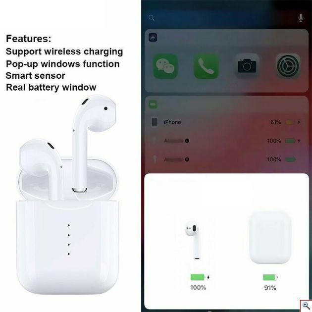 Ασύρματα Ακουστικά Αφής Bluetooth 5.0 με Αυτόματη Σύνδεση Pop-up στο Κινητό, Ασύρματη Φόρτιση, Μικρόφωνο - Handsfree Earphones χωρίς Καλώδιο