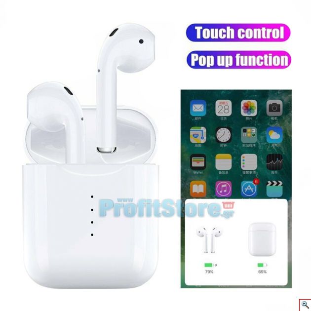 Ασύρματα Ακουστικά Αφής Bluetooth 5.0 με Αυτόματη Σύνδεση Pop-up στο Κινητό, Ασύρματη Φόρτιση, Μικρόφωνο - Handsfree Earphones χωρίς Καλώδιο