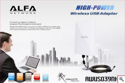 High Power Ασύρματος Προσαρμογέας Δικτύου USB Wi-Fi Alfa Network