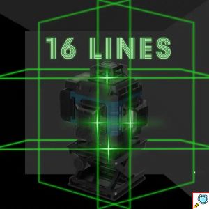 Αλφάδι Laser 4D 16 Γραμμών Πράσινης Δέσμης Max Light – Αυτορρυθμιζόμενο, Αδιάβροχο IP54 με 2 Μπαταρίες Λιθίου