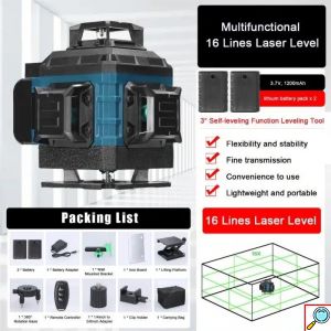 Αλφάδι Laser 4D 16 Γραμμών Πράσινης Δέσμης Max Light – Αυτορρυθμιζόμενο, Αδιάβροχο IP54 με 2 Μπαταρίες Λιθίου
