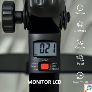 Αναδιπλούμενη Στατική Πεταλιέρα με 3 Ρυθμίσεις Ύψους, LCD Οθόνη και Κυλίνδρους Μασάζ Μαύρη