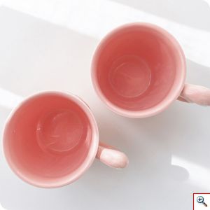 Ανάγλυφη 3D Κεραμική Κούπα Σε Σχήμα Φλαμίνγκο 400 ml, Ανθεκτική Ροζ Κούπα για Καφέ / Τσάι, OEM