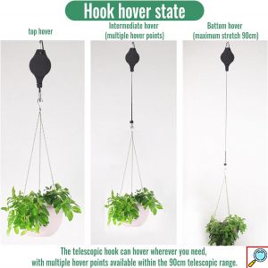 Ανασυρόμενη Τροχαλία 20-90cm Πολλαπλών Χρήσεων - Κρεμαστός Γάντζος για Γλάστρες - Μέγιστο Βάρος Αντοχής 15 Kg