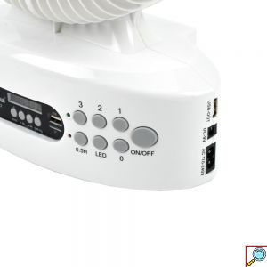 Andowl® Φορητός Επιδαπέδιος Ηλιακός Ανεμιστήρας 30cm με 3 Ταχύτητες - Bluetooth Ηχέιο & Ραδιόφωνο & Φωτιστικό LED Λευκός