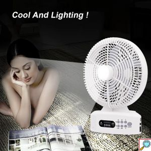 Andowl® Φορητός Επιδαπέδιος Ηλιακός Ανεμιστήρας 30cm με 3 Ταχύτητες - Bluetooth Ηχέιο & Ραδιόφωνο & Φωτιστικό LED Λευκός