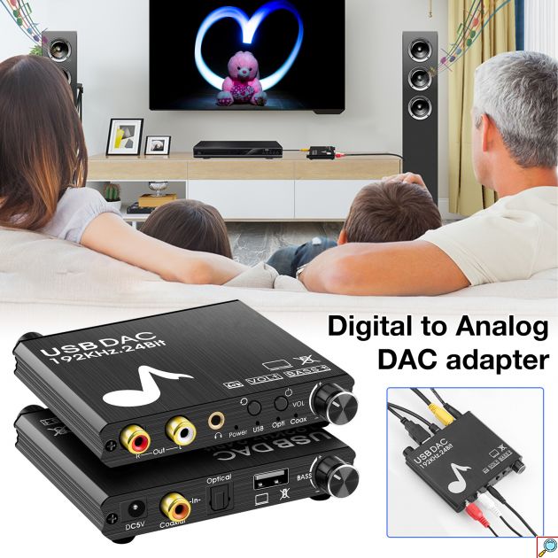 Andowl Μετατροπέας Ψηφιακού σε Αναλογικό Ήχου Coaxial / Toslink / USB - A Female σε RCA Female