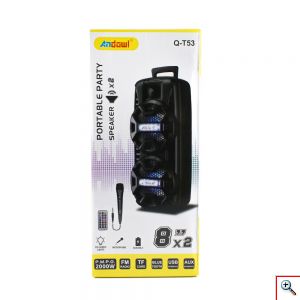 Φορητό Ηχείο Bluetooth Karaoke Party – Subwoofer 2000W με Μικρόφωνο, Τηλεχειρισμό & Διακοσμητικό Φωτισμό LED Andowl Q-T53 – Μαύρο