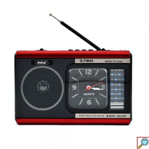 Ραδιόφωνο - Φακός με Ρολόι Quartz & Ηχείο Bluetooth - Κόκκινο/ Μαύρο
