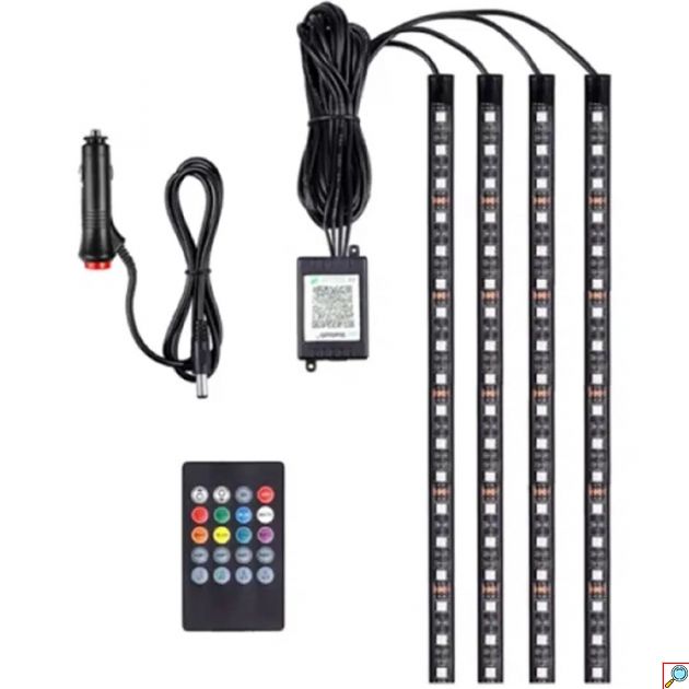 Andowl RGB Led 12V Ατμοσφαιρικά Φώτα Αυτοκινήτου 5050 SMD USB με Τηλεχειριστήριο 140-190cm