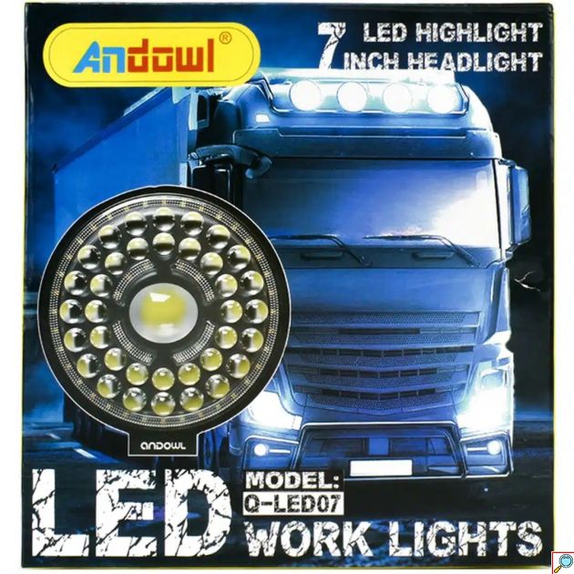 Andowl Στρογγυλός Προβολέας Αυτοκινήτου LED 12V 44W 18cm με Λευκό Φωτισμό – Μαύρο 