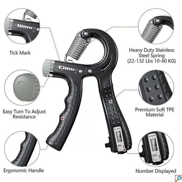 Andowl Ταναλάκι Χεριών με Αντίσταση έως 60kg Grip για Ενδυνάμωση - Εξάσκηση του Καρπού, Χεριών, Πάπιας – Μαύρο