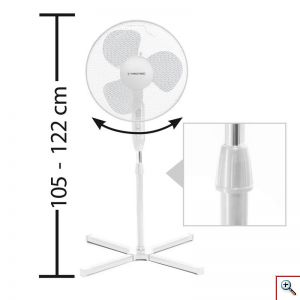 TROTEC® Επιδαπέδιος Περιστρεφόμενος Ανεμιστήρας - Ορθοστάτης 40W με Διάμετρο 40cm - Ρυθμιζόμενη Γωνία Κλίσης & 3 Ταχύτητες 