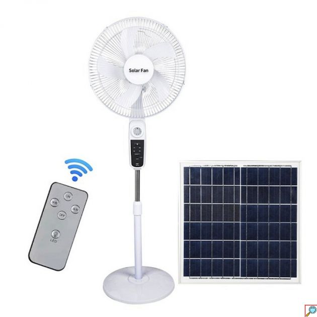 Ορθοστάτης Ανεμιστήρας 16'' Solar Fan – Ηλιακή Φόρτιση και Τηλεχειριστήριο - Επαναφορτιζόμενος, Φωτοβολταϊκό Πάνελ