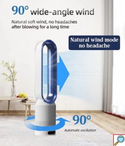 Ανεμιστήρας Πύργος χωρίς Πτερύγια 57cm με Τηλεχειριστήριο & Καθαρισμό Αέρα - Ιδανικός για Σπίτι & Γραφείο - Arrango